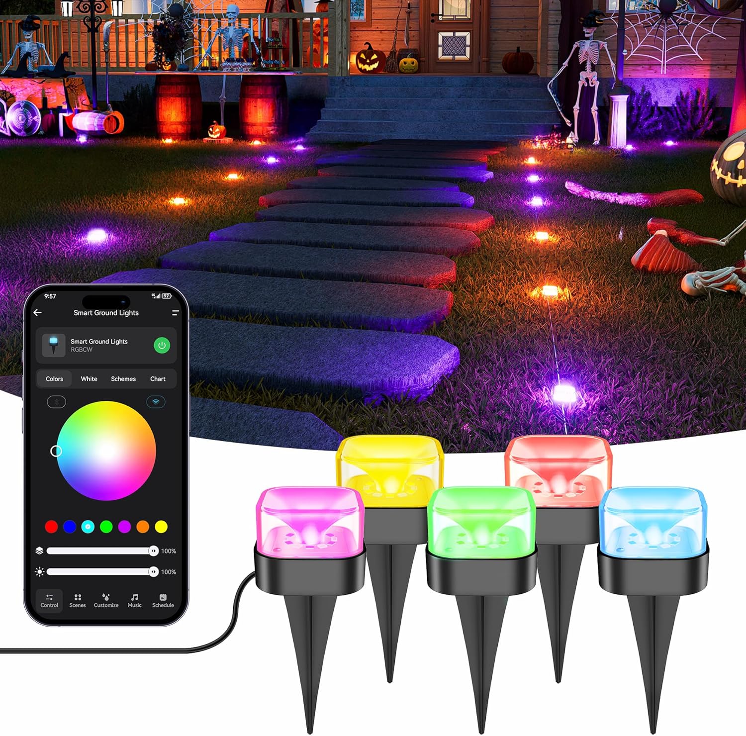 Brizled Smart Outdoor Ground Lights for Pathway & Garden Use