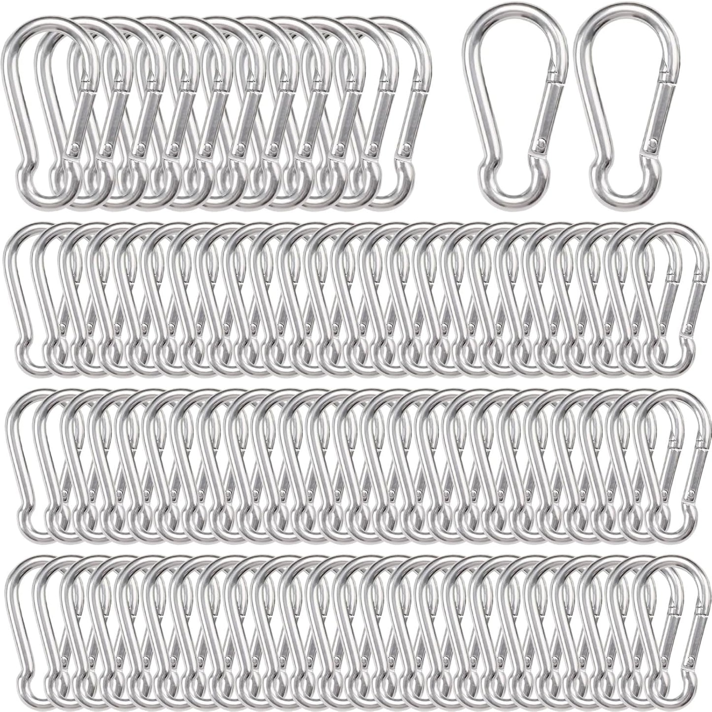 150 Pcs Heavy Duty Galvanized Steel Carabiner Clips for Outdoor Use