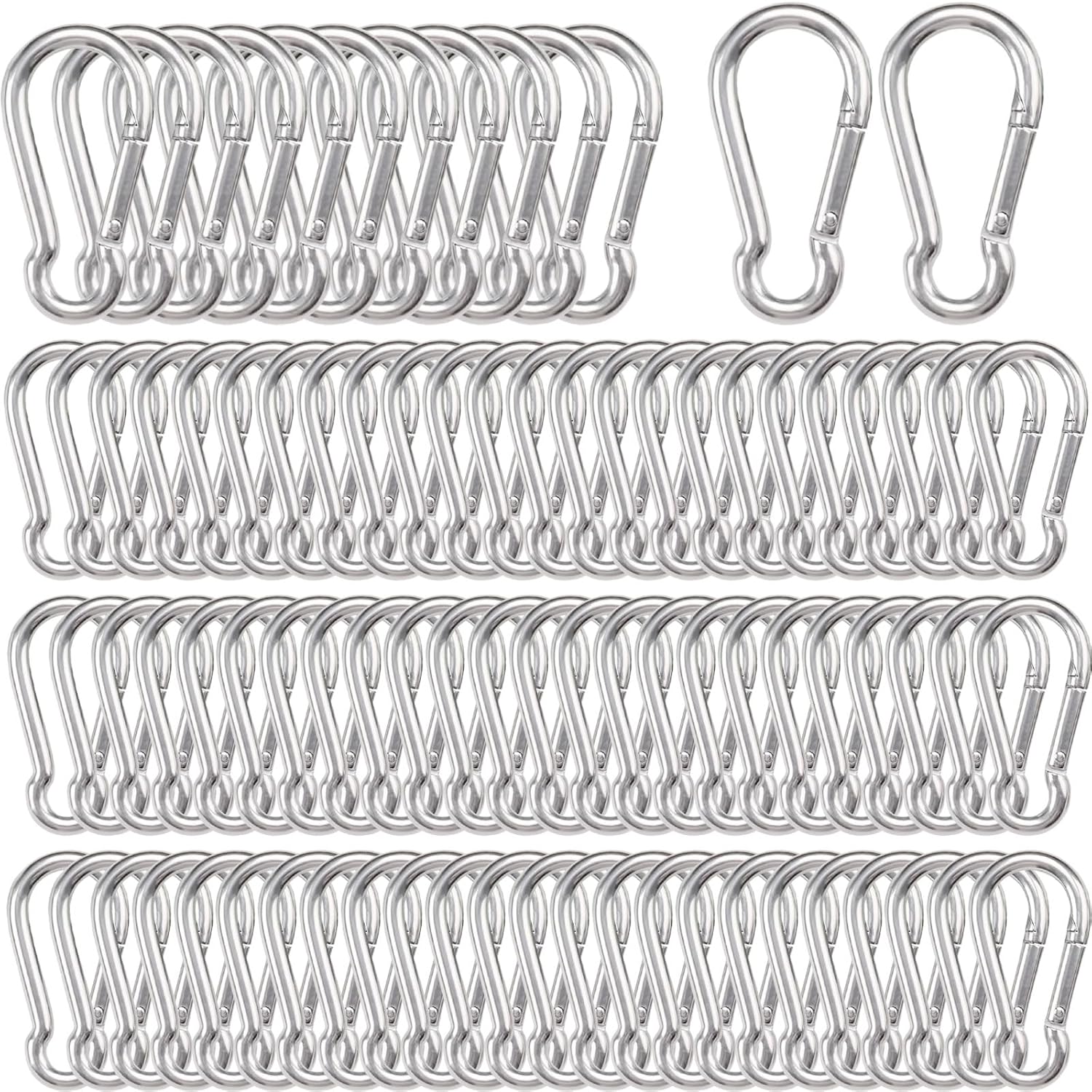 150 Pcs Heavy Duty Galvanized Steel Carabiner Clips for Outdoor Use