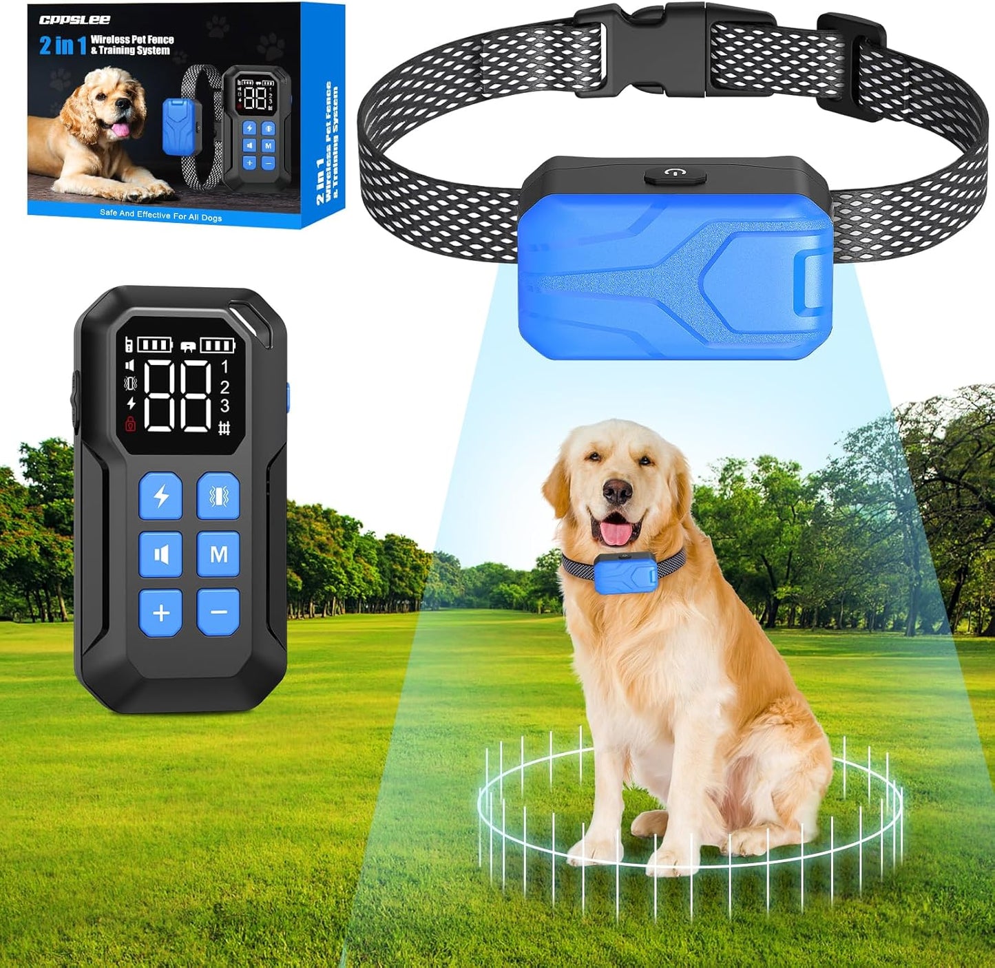 Wireless Dog Fence System: 1000ft Range & Training Collar