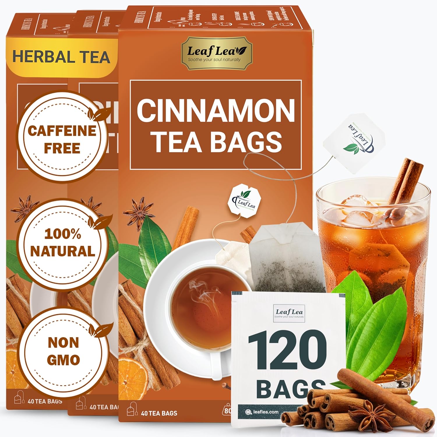 LeafLea Cinnamon Tea Bags - Premium Herbal Tea for Relaxation