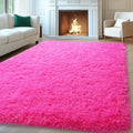 8x10 Rugs for Living Room - Large Fluffy Hot Pink Area Rug