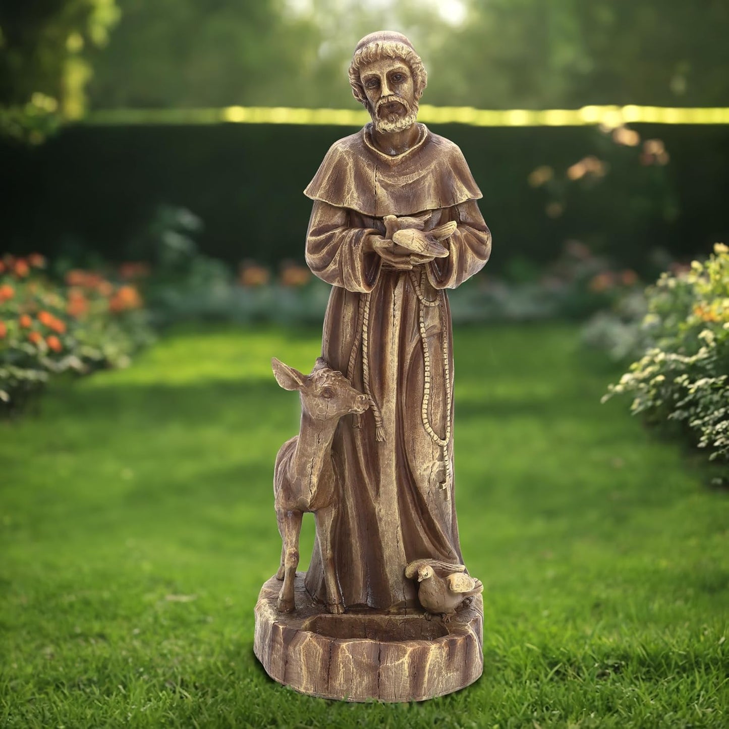 LuxenHome 25in Saint Francis Garden Statue for Outdoor Decor