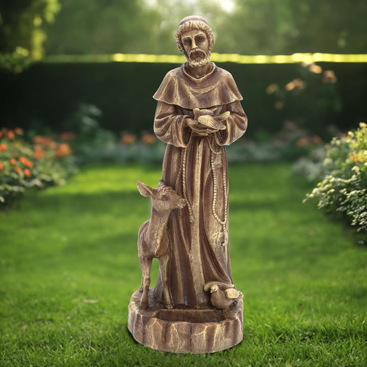 LuxenHome 25in Saint Francis Garden Statue for Outdoor Decor
