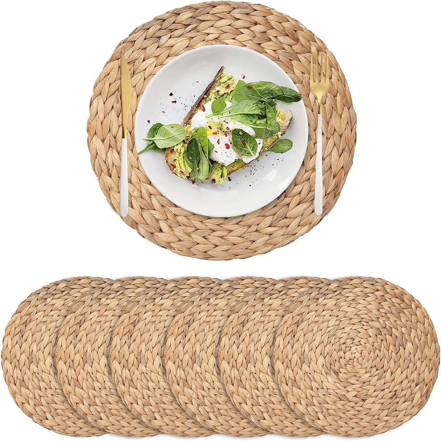 Natural Hand-Woven Water Hyacinth Placemats for Dining Table