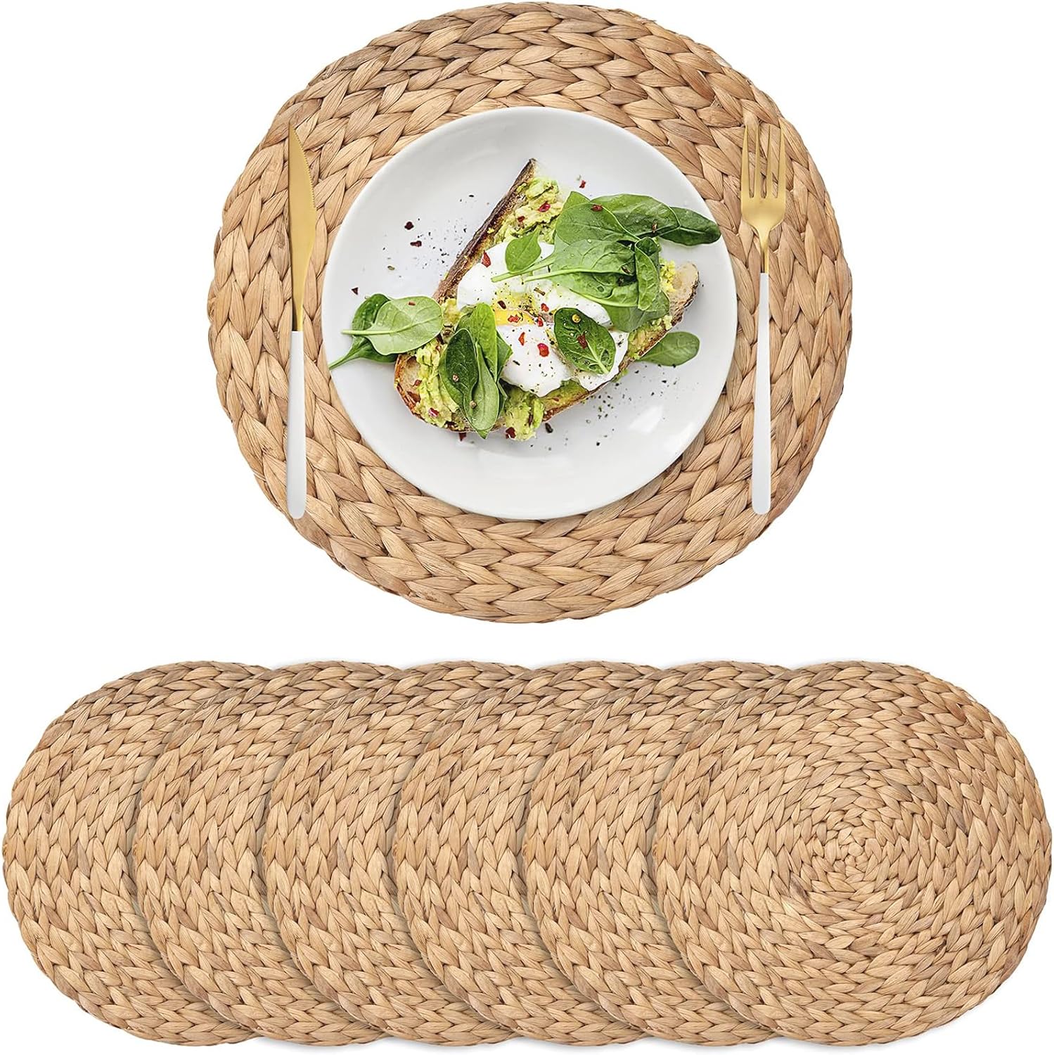 Natural Hand-Woven Water Hyacinth Placemats for Dining Table