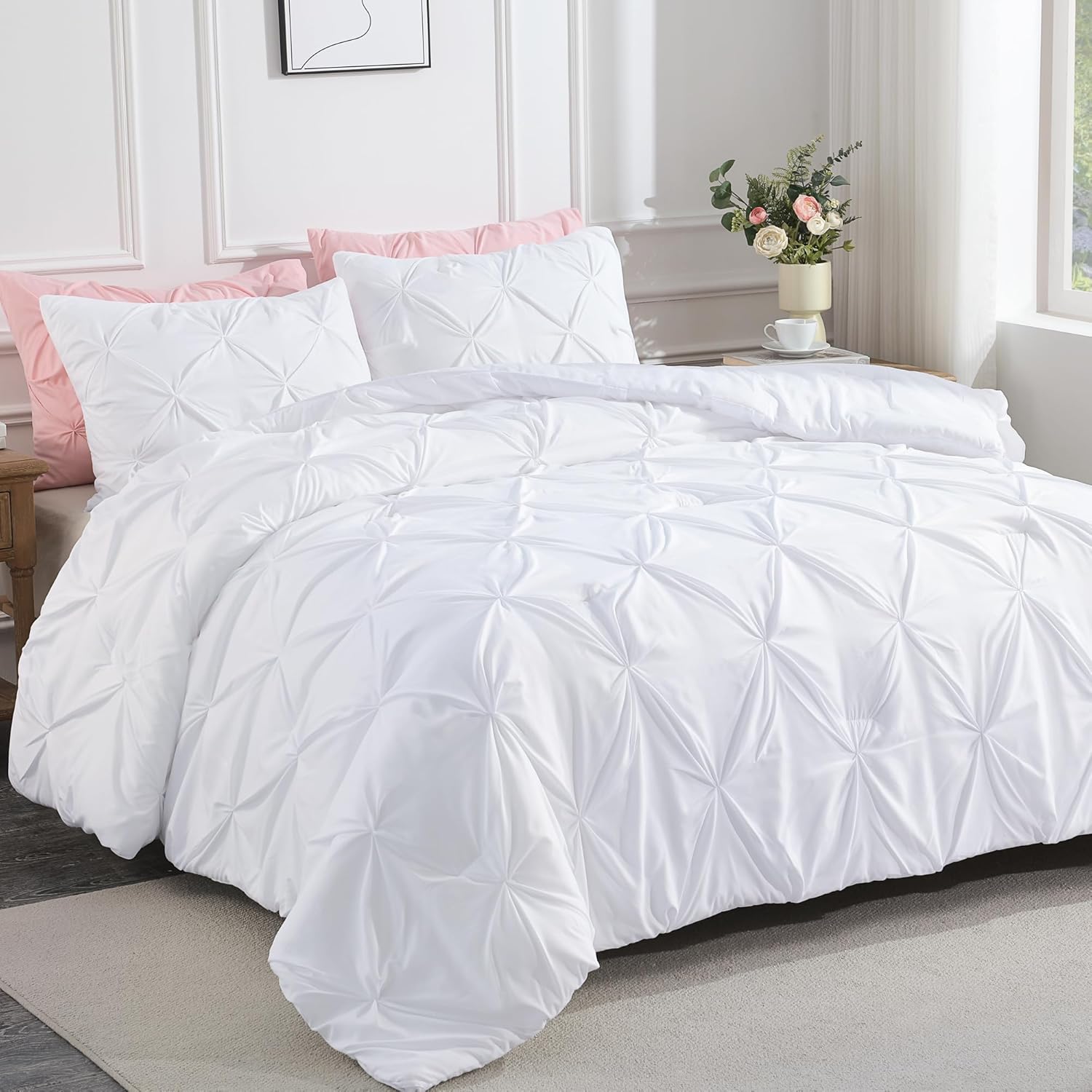 Andency White California King Comforter Set for Cozy Elegance