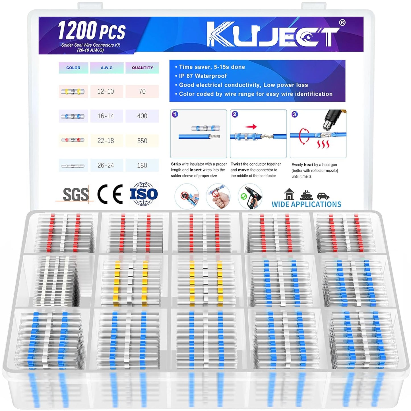 Kuject Heat Shrink Solder Seal Wire Connectors Kit 1200PCS Review