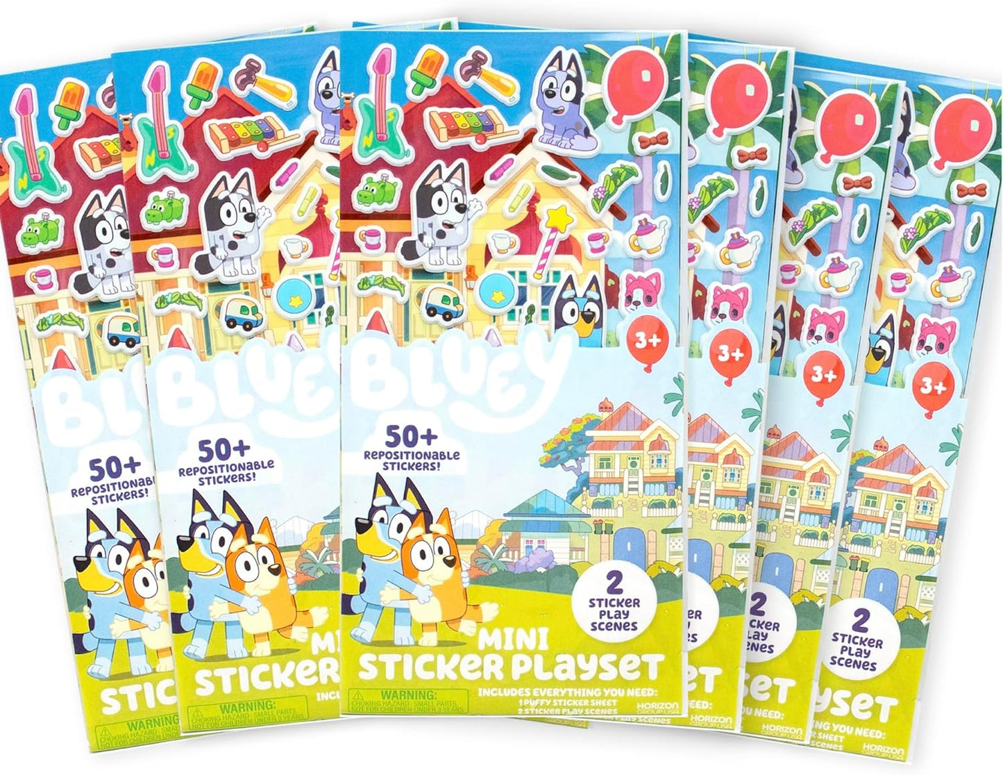 Bluey Mini Sticker Playset: 45 Reusable Puffy Stickers, Double-Sided Scenes