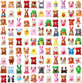 Mini Plush Stuffed Animal Keychains 100 Pack - Party Favors & Bag