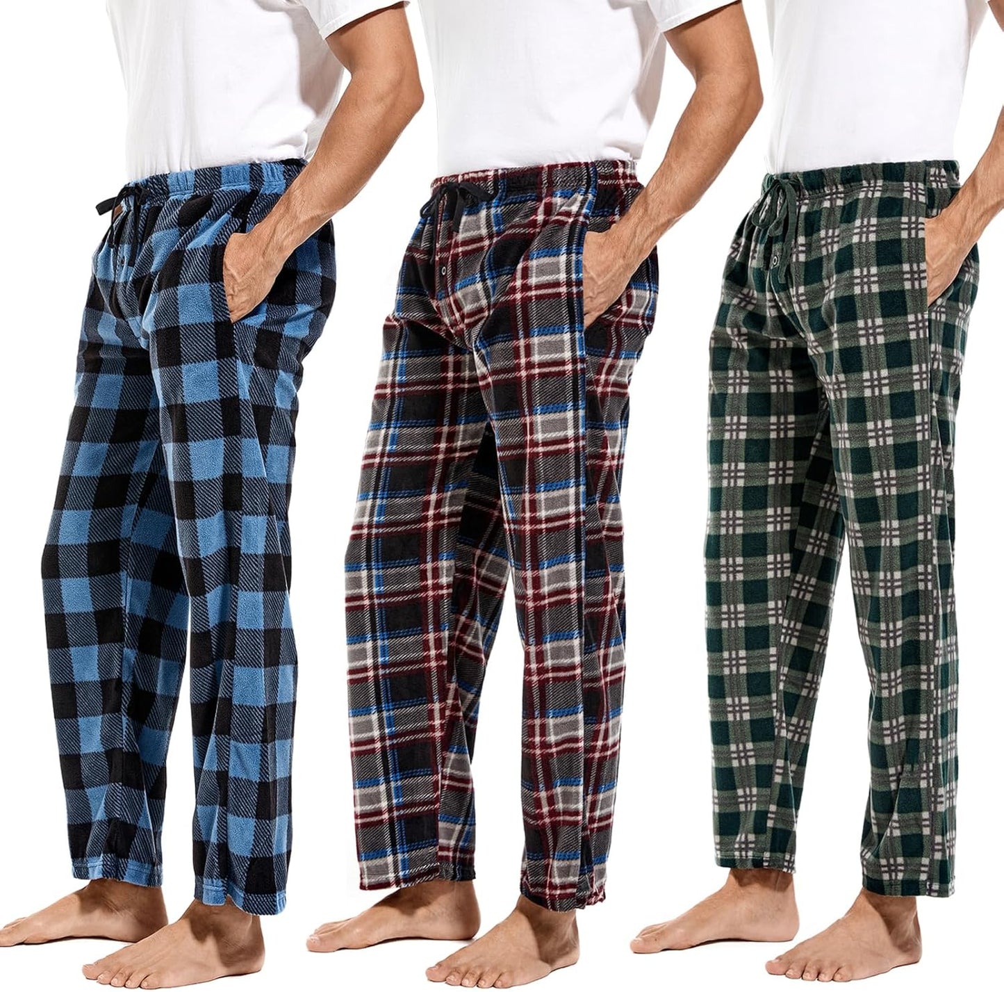 DG Hill Mens Fleece Pajama Pants with Pockets for Comfort
