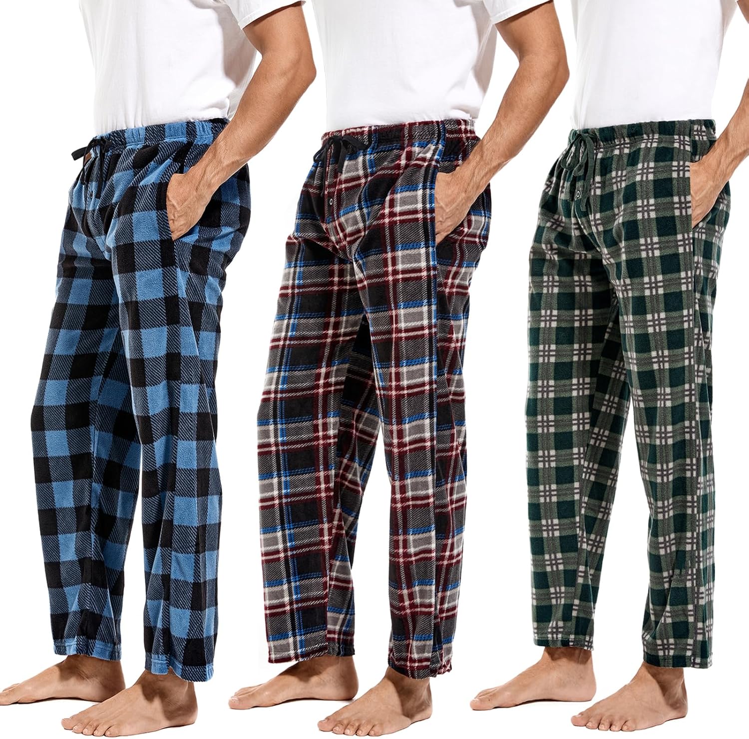 DG Hill Mens Pajama Pants Fleece Lounge Sleepwear with Pockets