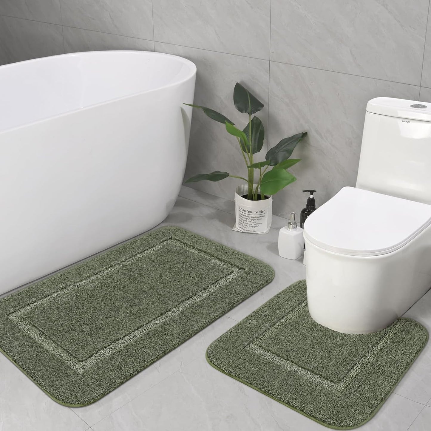 LOCHAS Bathroom Rug Set in Sage Green - Soft and Absorbent