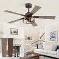 48 in Farmhouse Caged Ceiling Fan with Light - Quiet Rustic Style