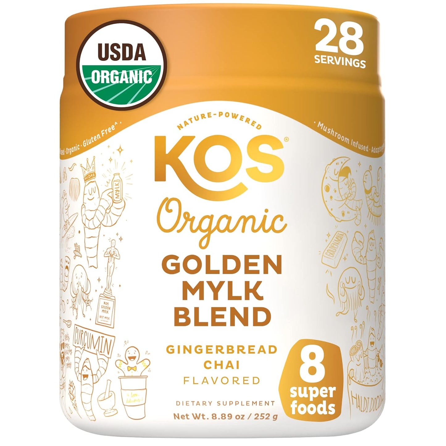 KOS Golden Mylk with Turmeric and Ginger - Organic Latte Powder