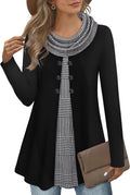 Bebonnie Womens Long Sleeve Cowl Neck Warm Splicing Tunic Tops Tunics