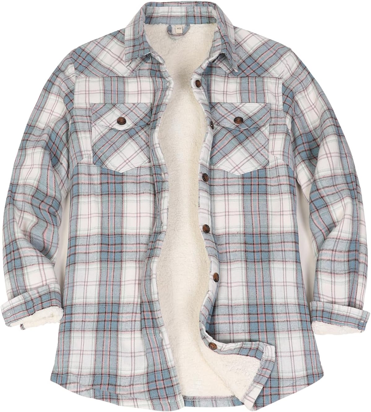 ThCreasa Womens Sherpa Lined Flannel Jacket with Pockets
