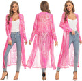Women's Rose Pink Sequin Cardigan Duster - Sparkle Evening Cover Up