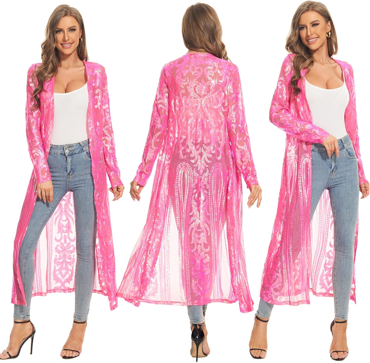 Women's Sequin Cardigan Summer Cover Up Dress for Evening Events