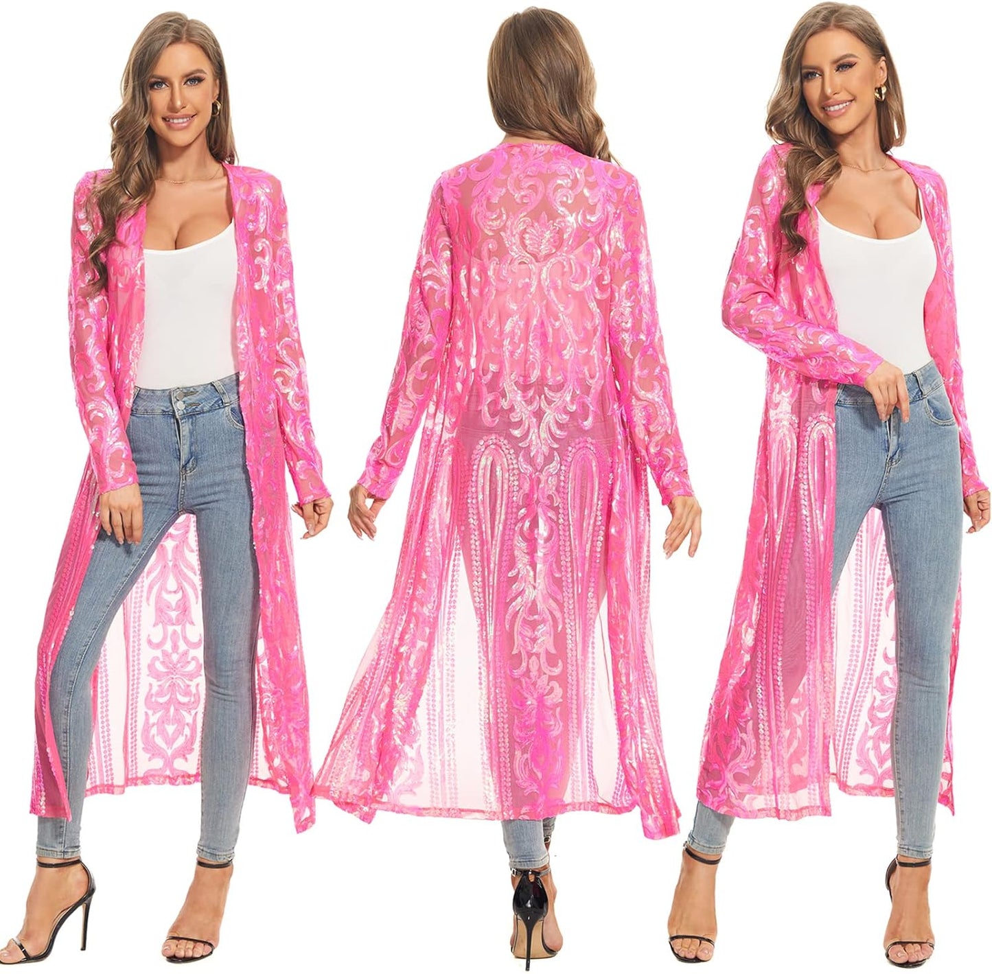 Women's Sequin Cardigan Summer Cover Up Dress for Evening Events
