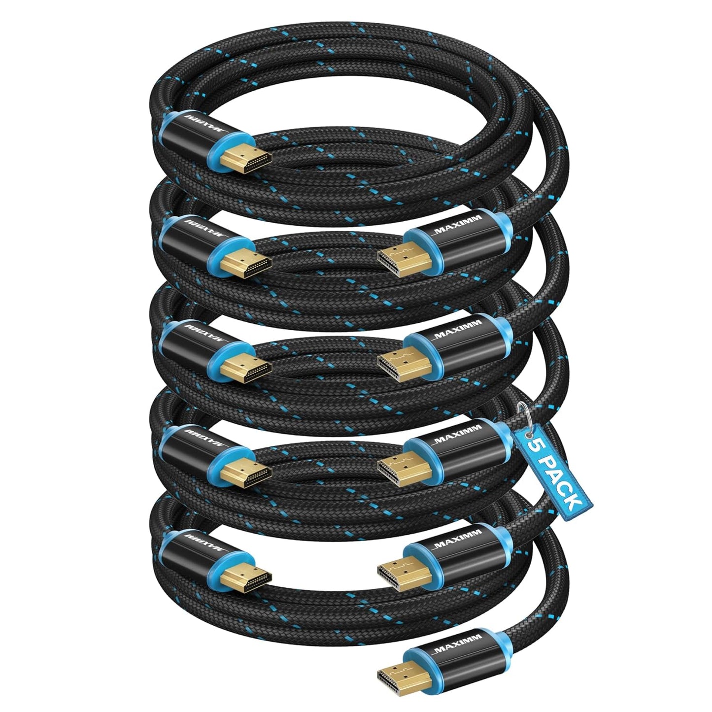 Maximm 4K HDMI Cables 5 Pack - Ultimate Ultra HD Clarity