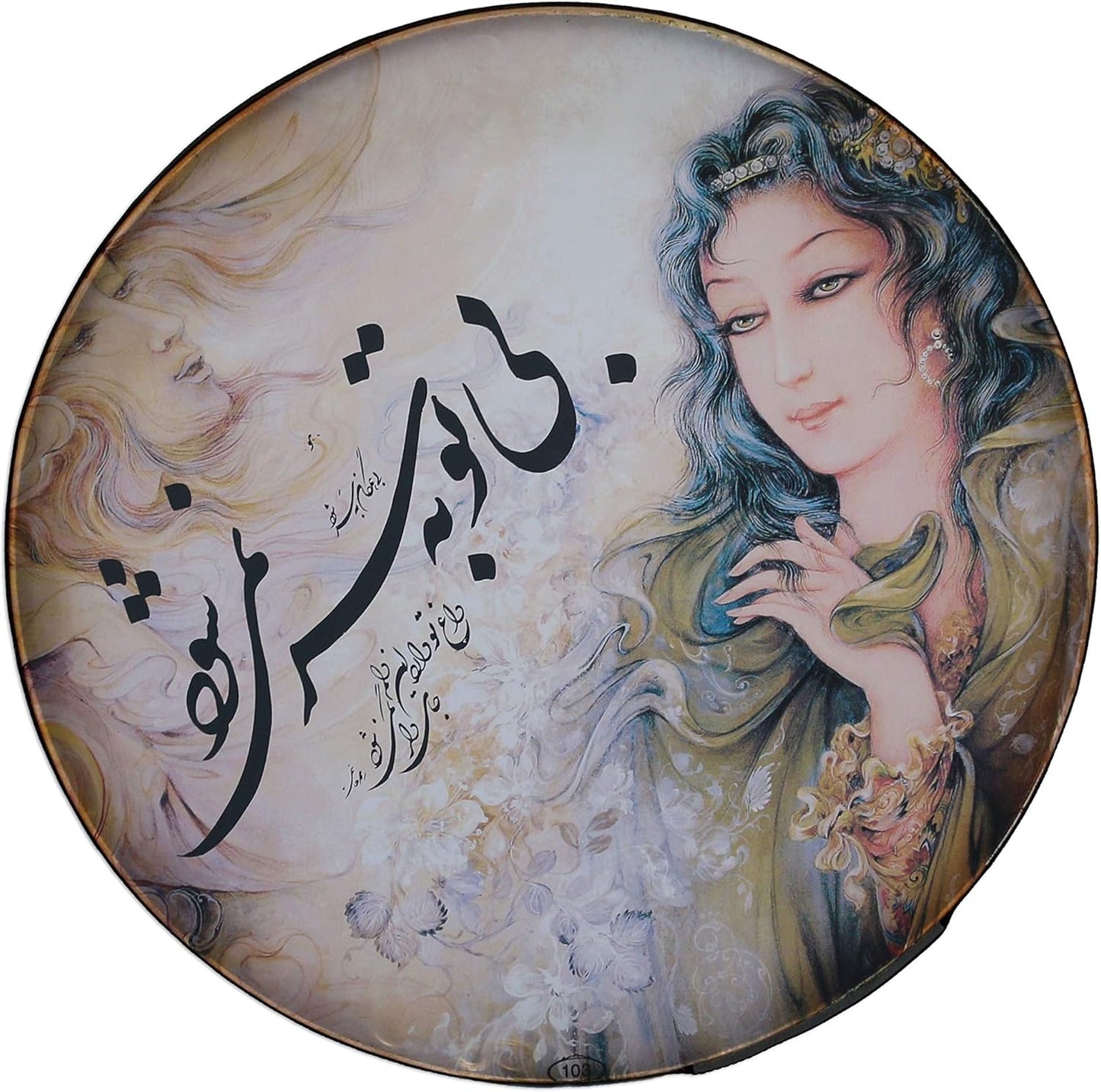 Persian Painting Daf, Deff, Def, Erbane, Bendir with Soft Case