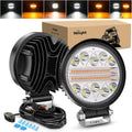 Nilight 4.5 in 27W LED Light Bar Amber White Strobe - Dual Mode