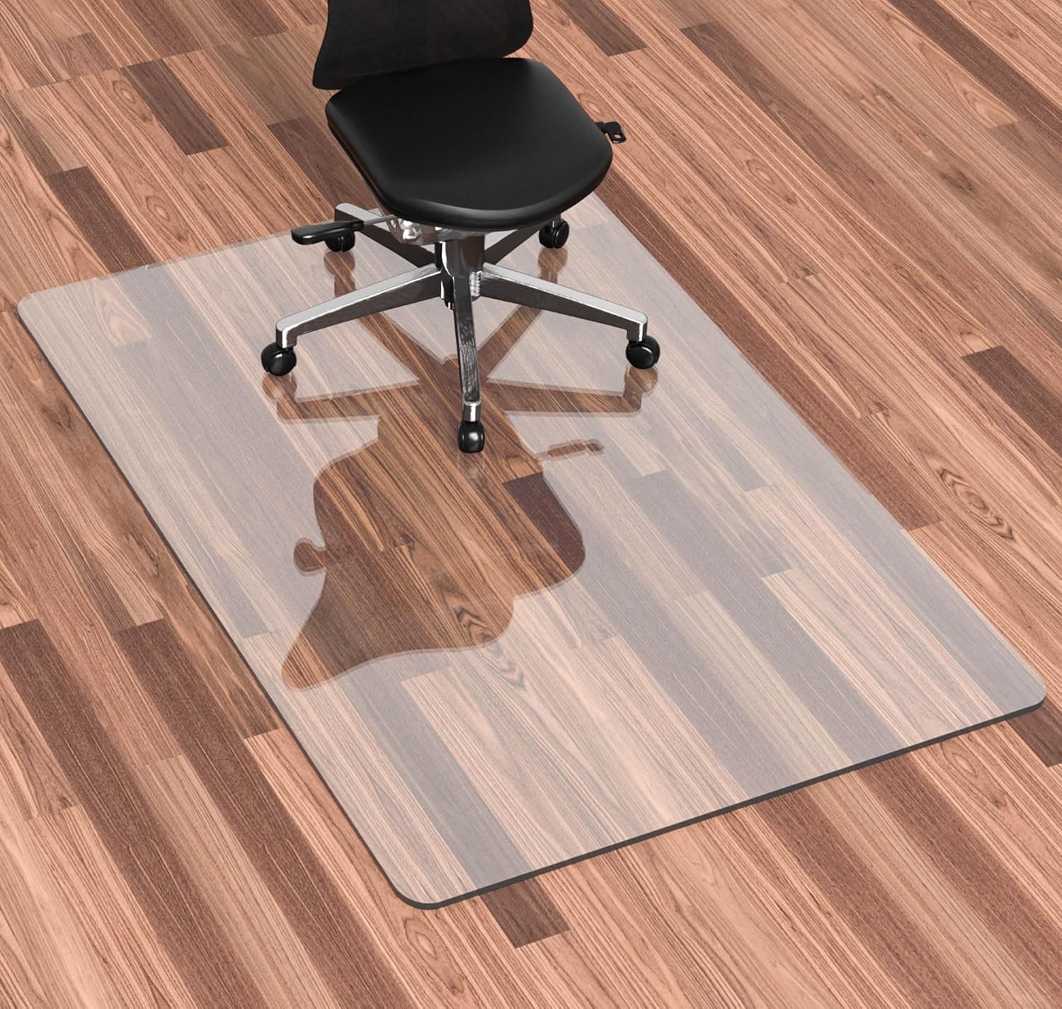 Crystal Clear Hardwood Floor Chair Mat - Flat & Transparent!
