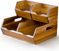 Acacia Wood Pantry Storage Bins with Open Front Tiers - Stackable