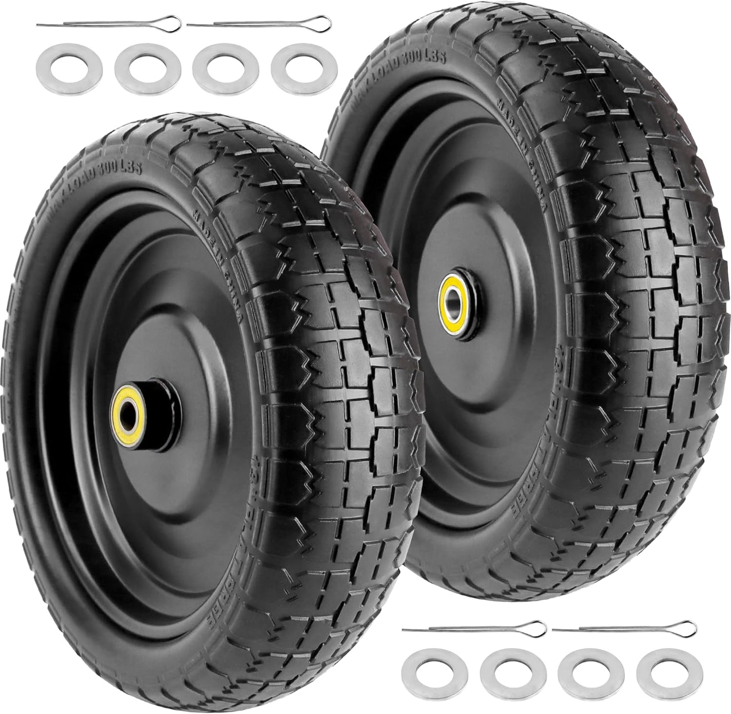 13 Inch Flat Free Wheels for Gorilla Carts - Durable & Reliable