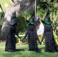 Halloween Decorations Set of 3 Light Up Witches Holding Hands