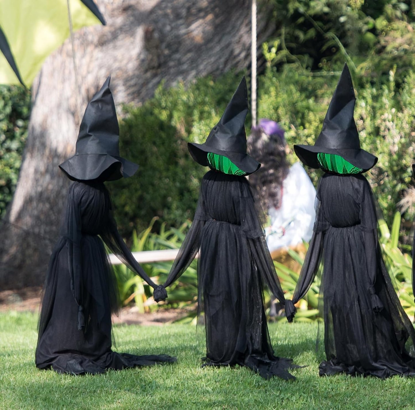 Light Up Witches Holding Hands for Spooky Halloween Decor