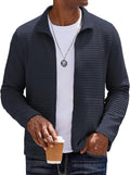 Mens Lightweight Varsity Jacket Casual Bomber - Waffle Zip Coat