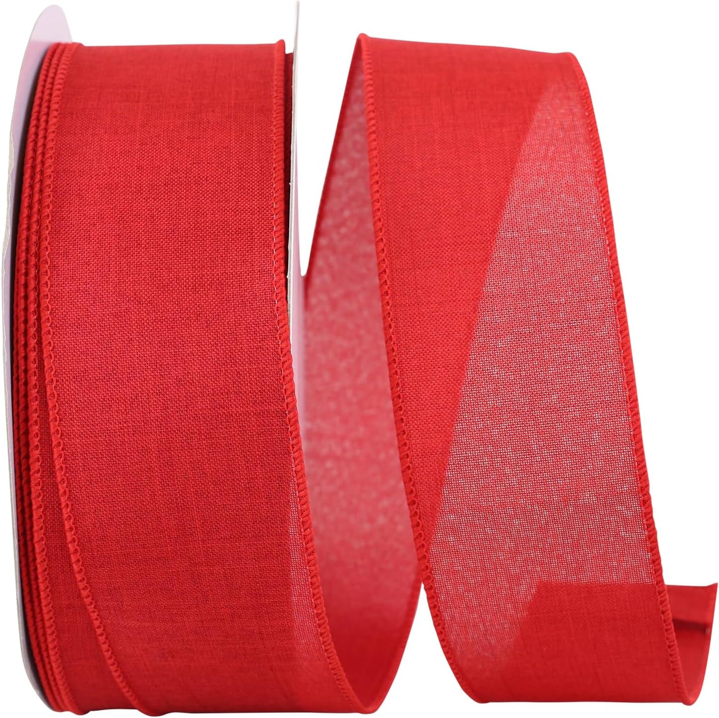 Everyday Linen Value Wired Edge Ribbon 2-1/2 Inch Red 50 Yards