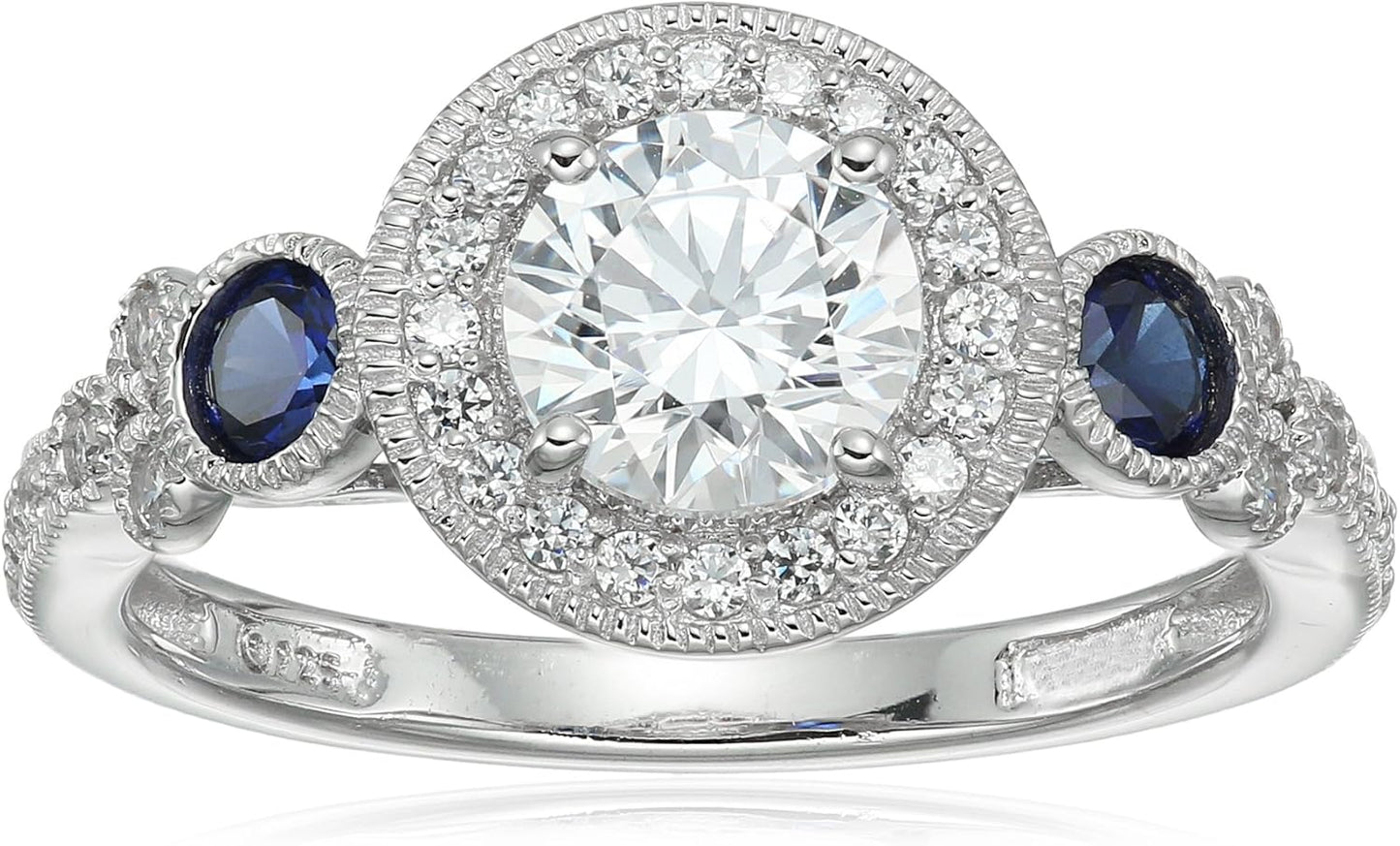 Stunning Antique Style Platinum-Plated Cubic Zirconia Ring