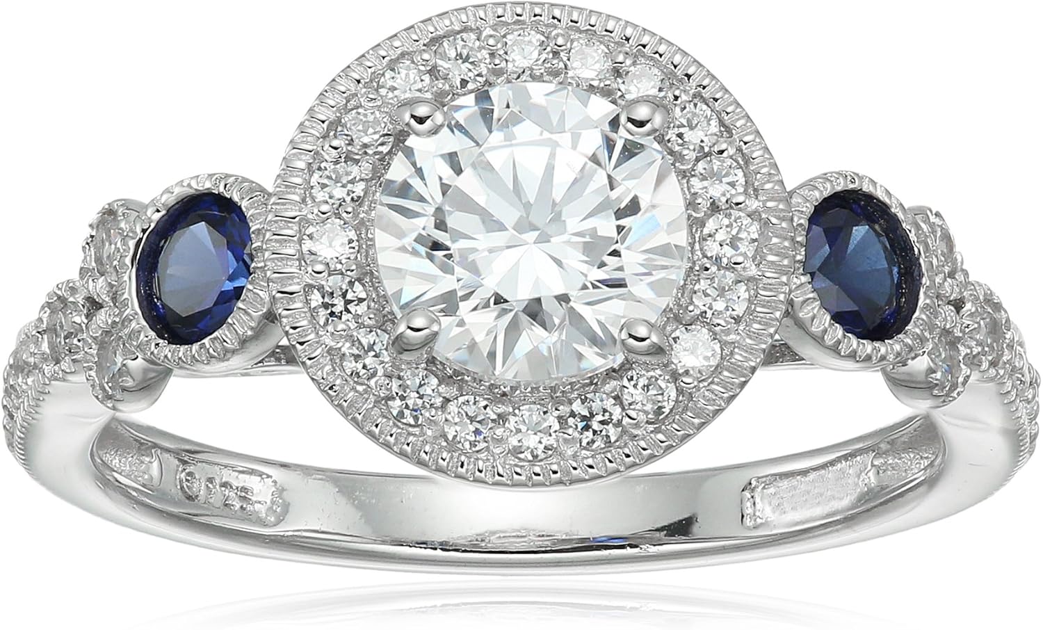 Stunning Antique Style Platinum-Plated Cubic Zirconia Ring
