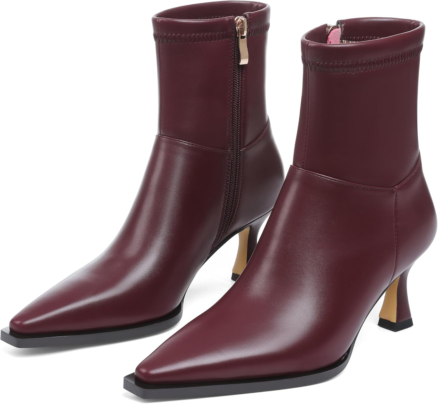 Womens Brown Suede Fall Boots with Side Zip and Kitten Heel