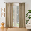 Dark Flax Pinch Pleated Linen Curtains 100 in Long - Memory Trained