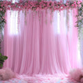 Pink Tulle Backdrop Curtain 10ft x 8ft Light Pink Sheer Panels - Party
