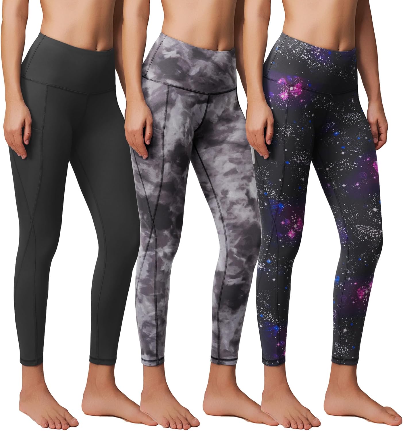 3 Pack Yoga Pants with Pockets for Women - Tummy Control Leggings