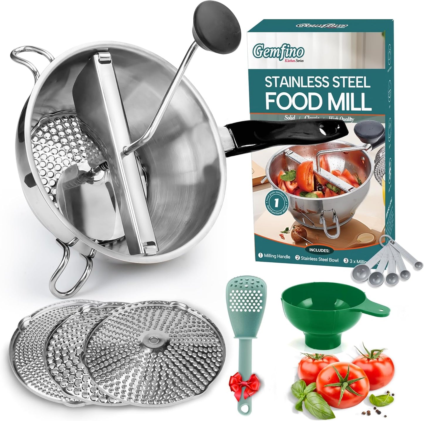Stainless Steel Food Mill with 3 Discs for Easy Food Prep
