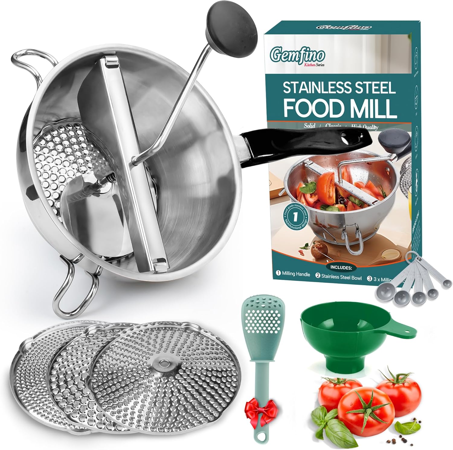 Stainless Steel Food Mill with 3 Discs for Easy Food Prep