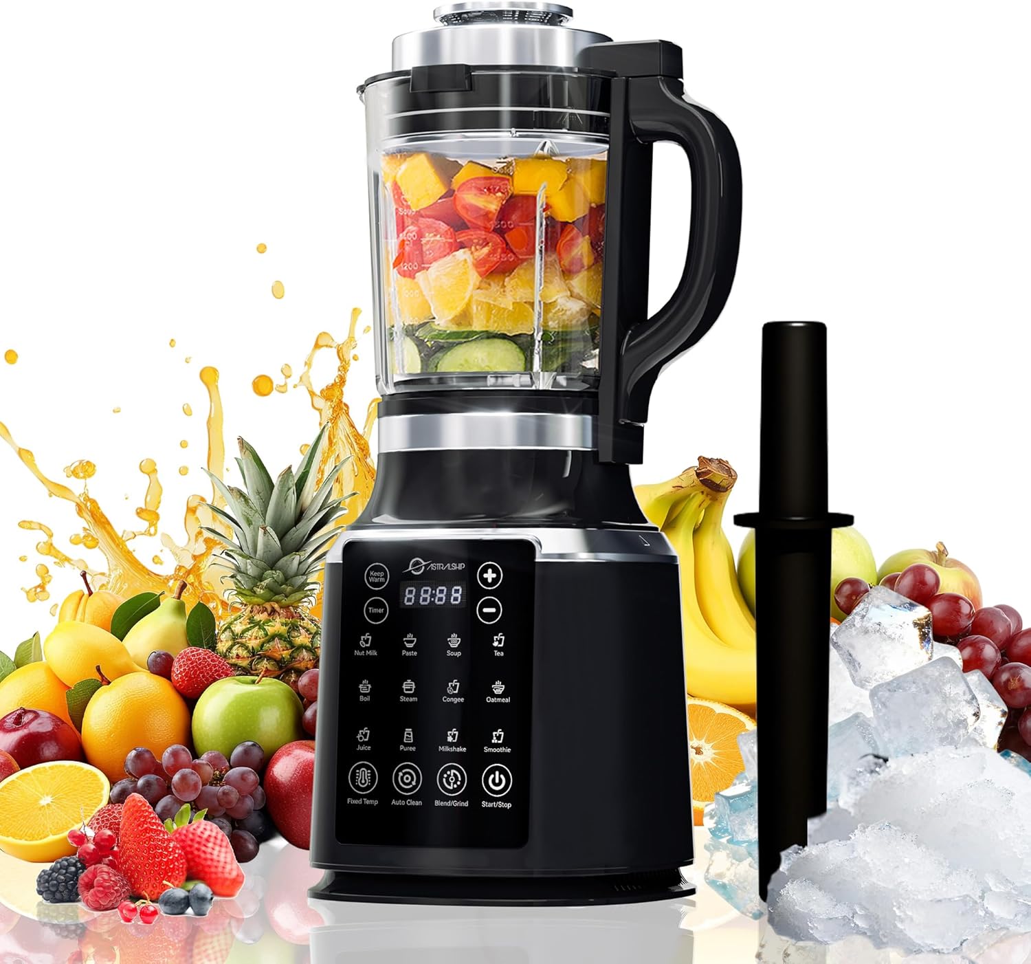 Professional Glass Blender for Smoothies with 1500W Motor