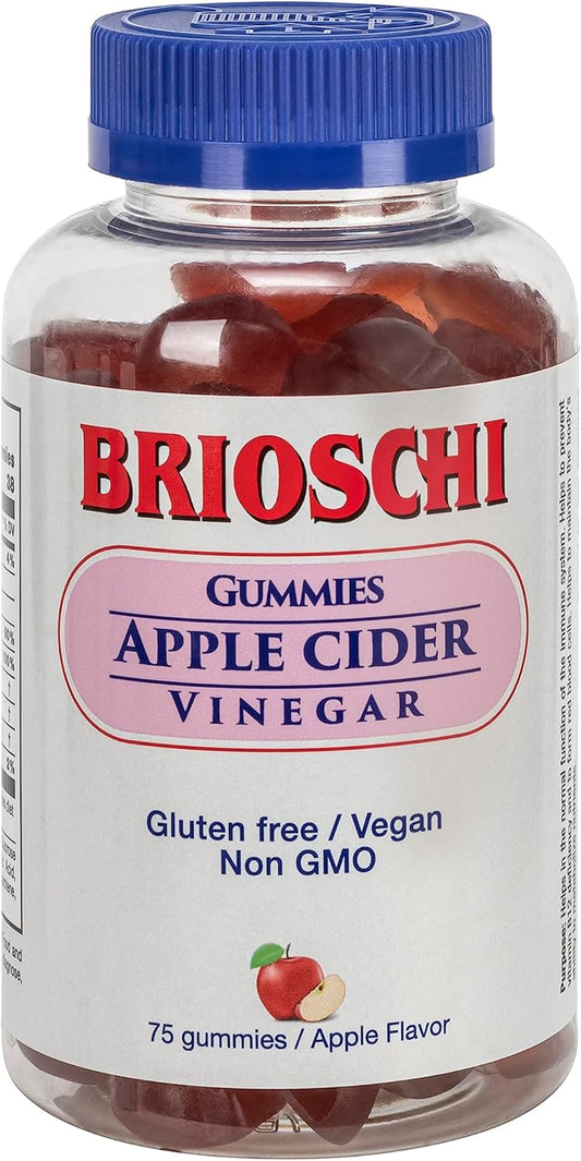 Brioschi Apple Cider Vinegar Gummies - Gluten Free & Vegan, 75 Count