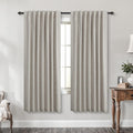 KOUFALL Taupe Linen Blackout Curtains 52x72 in - 100% Light Block