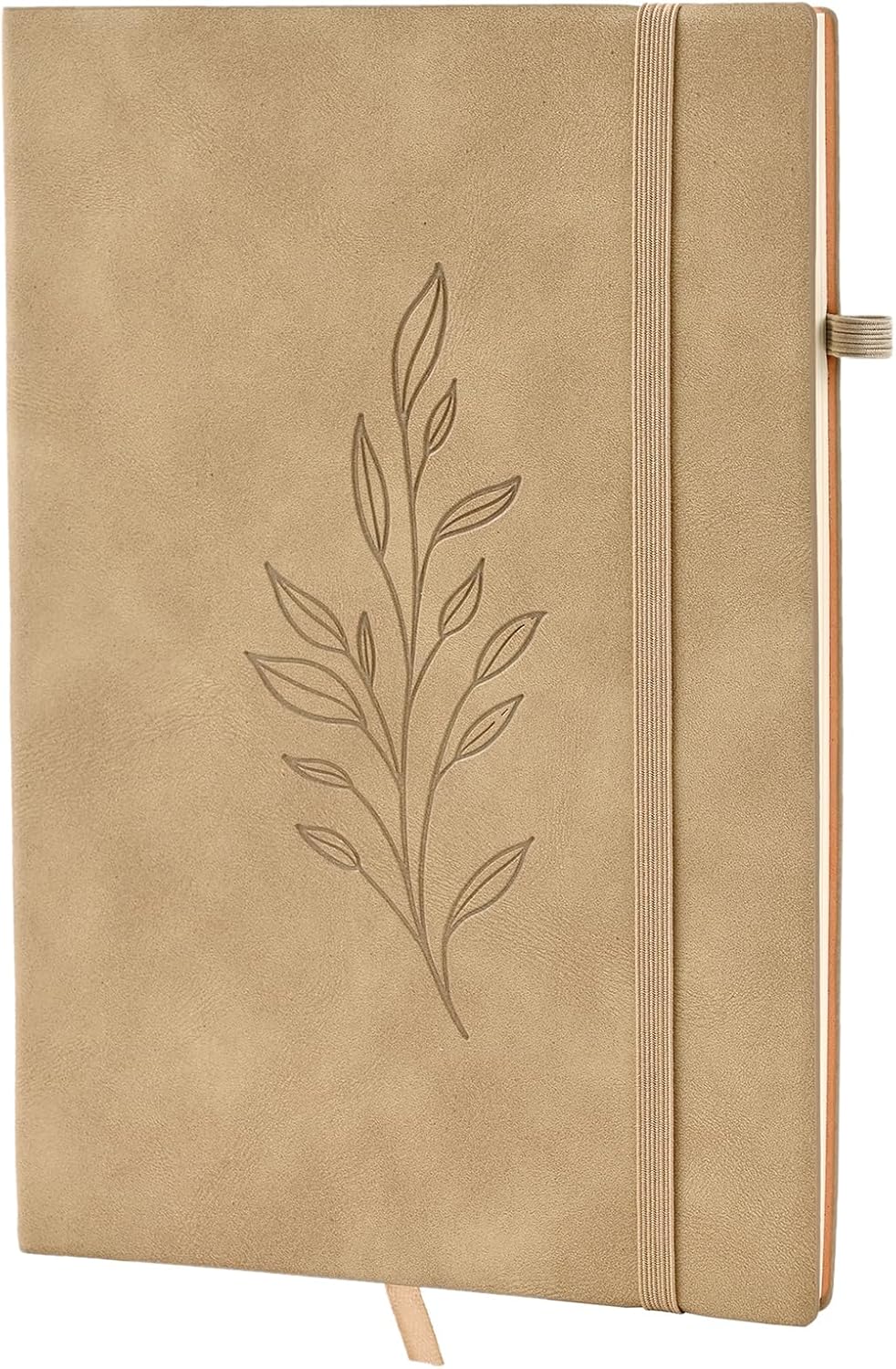 200 Page Leaf Leather A5 Notebook for All - Beige