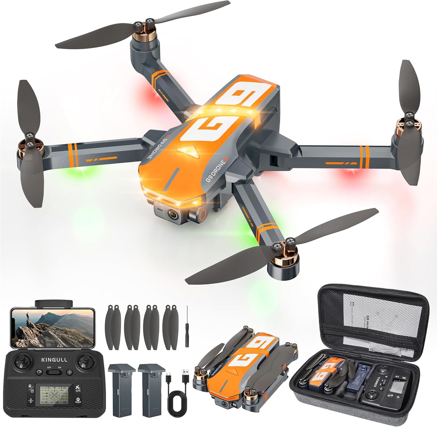 KINGULL GPS Drone: 4K Camera, Long Flight, Follow Me Mode