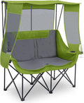 Double Camping Chair with Canopy Shade Oversized 2 Person Camping Sofa