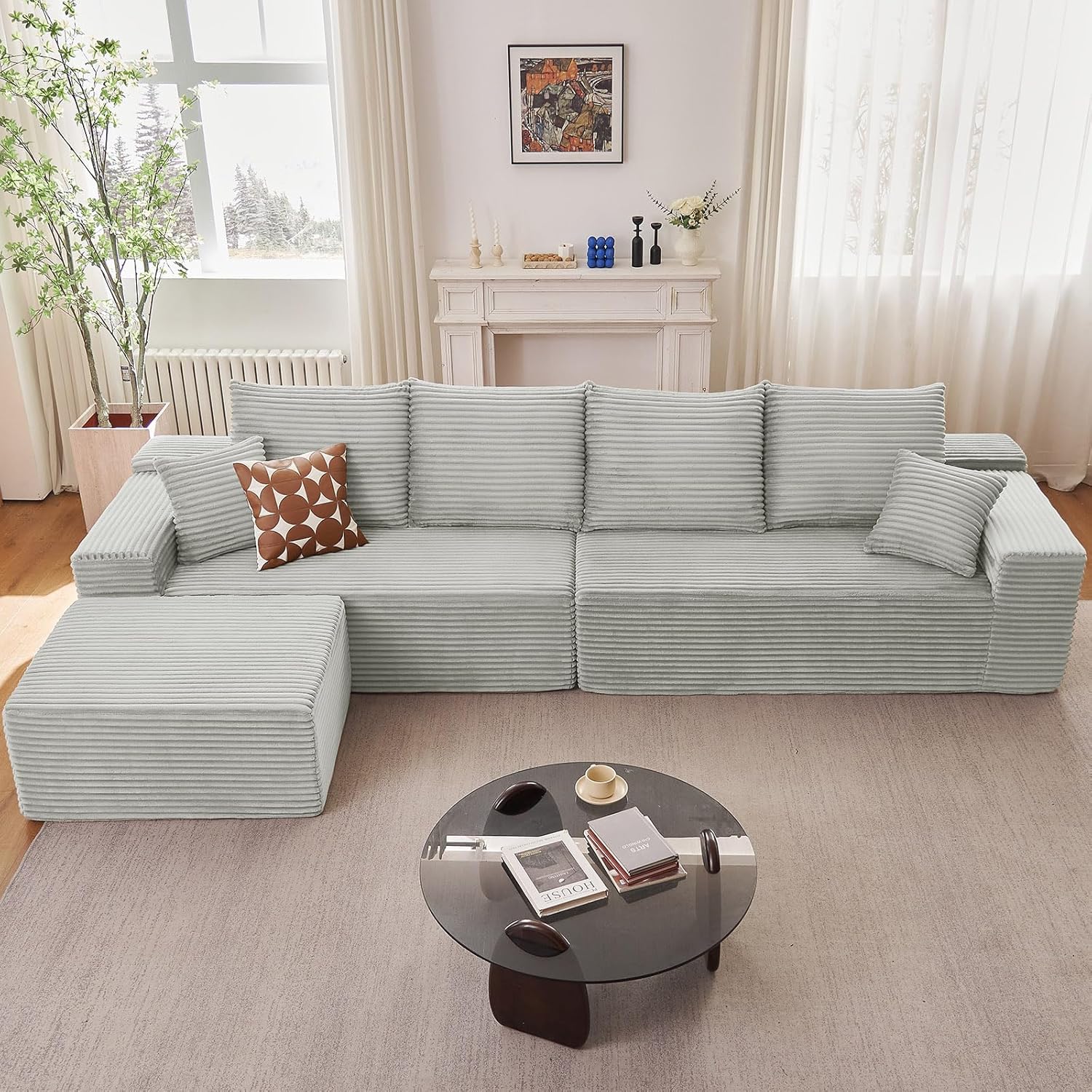 140 L Shaped Cloud Sectional Couch for Living Room Comfort