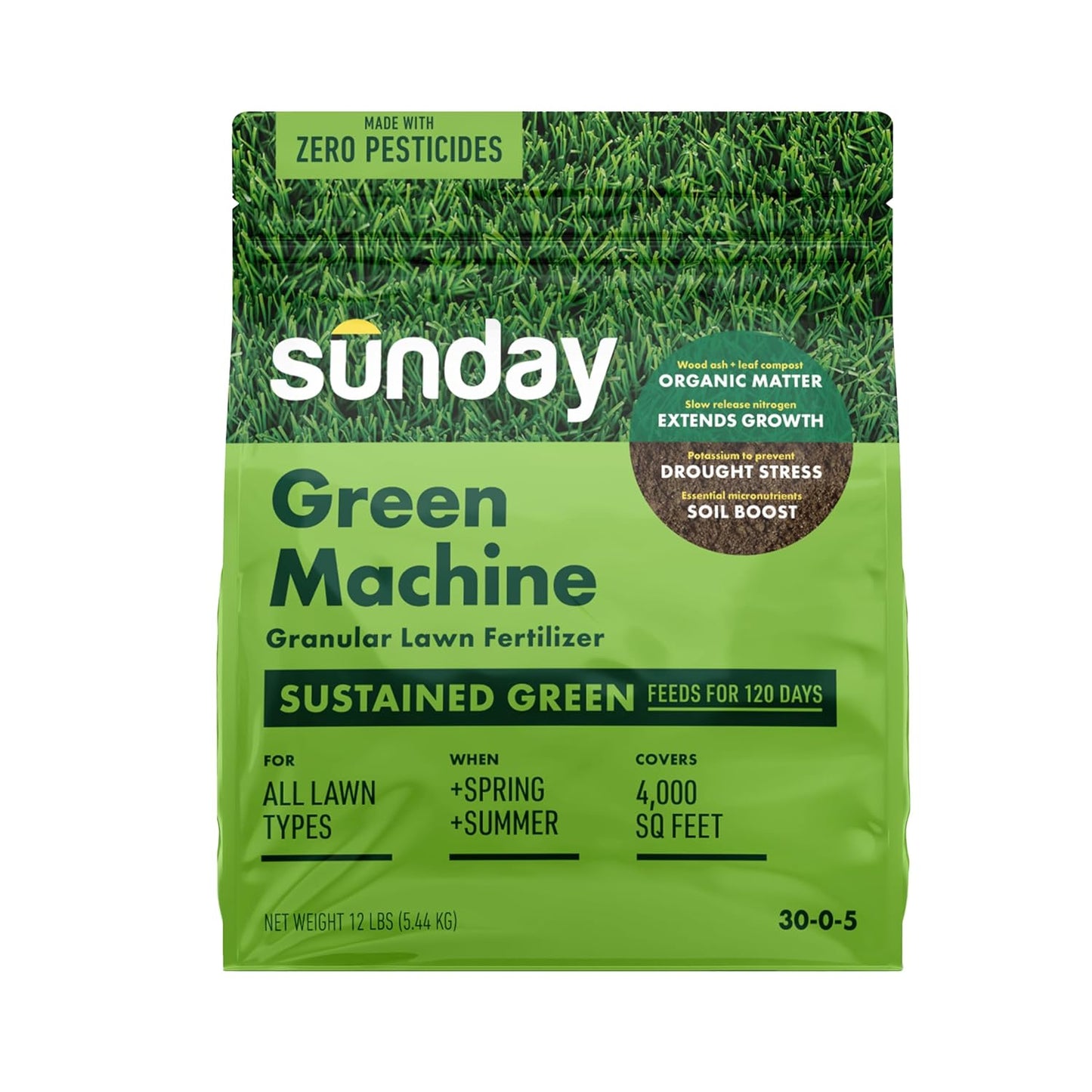 Sunday Green Machine Granular Lawn Fertilizer for Healthy Lawns